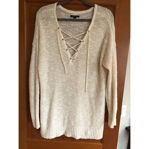 White lace up American Eagle sweater